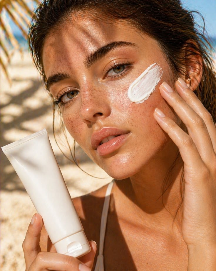 Skincare routine with sunscreen